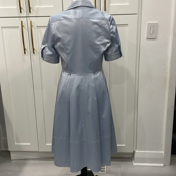 Ross Mayer Light Blue Satin Midi Button Up Dress Size 6 - Picture 4 of 16